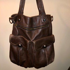 Linea Pelle Satchel in Dark Brown Leather